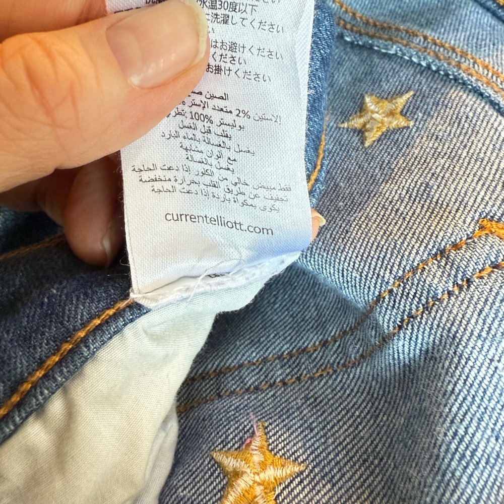 Current Elliott Embroidered Star-Patterned Jeans - image 2